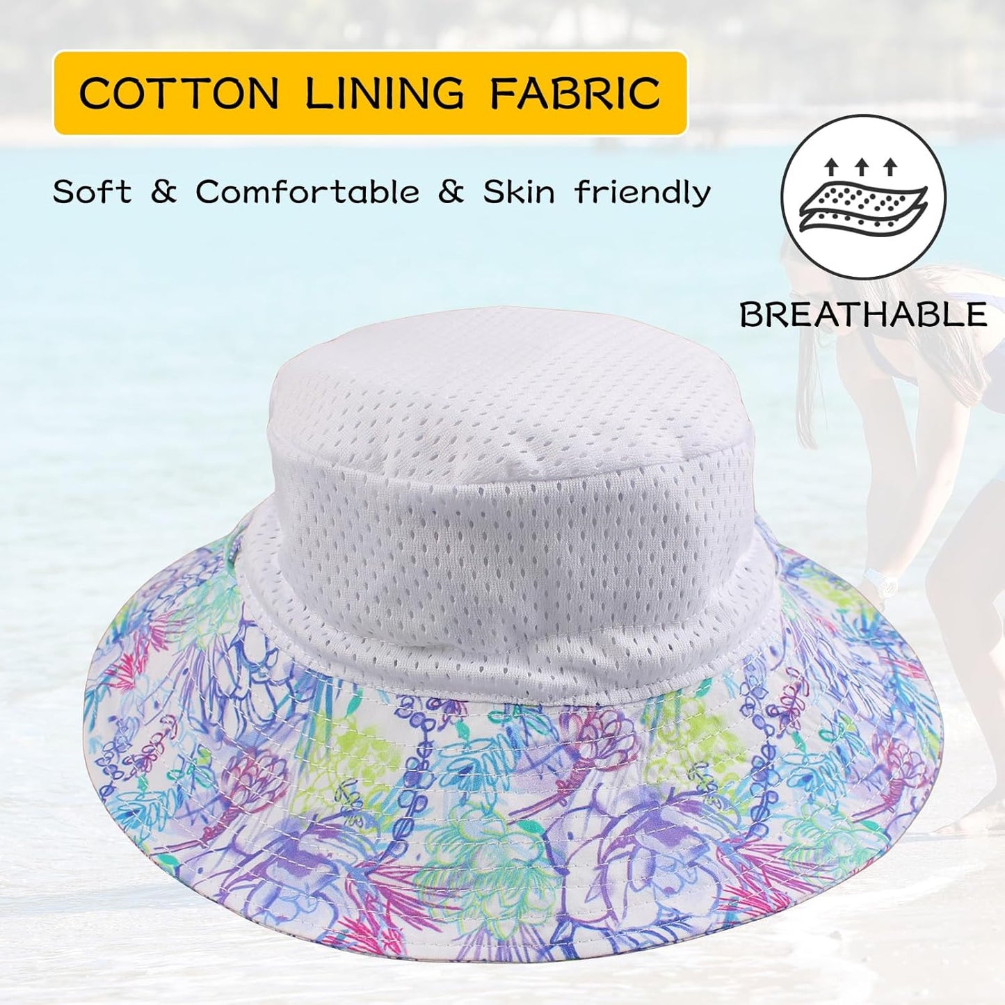 Peecabe Summer Baby Sun Hat for Boys Girls UPF 50+ Wide Brim Toddle Bucket Hat Adjustable Baby Beach Cap 0-8 Years