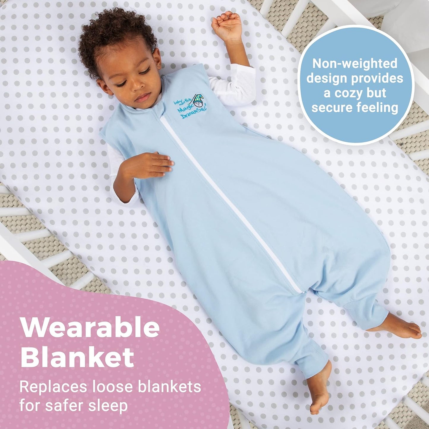 Magic Sleepsuit Baby Merlin's Cotton Baby Swaddle Transition Product - Soft and Cozy Design, Double Zipper for Easy Diaper Changes, Promotes Safe Sleep, 3-6 Months - Lavender - Large 18-21lbs