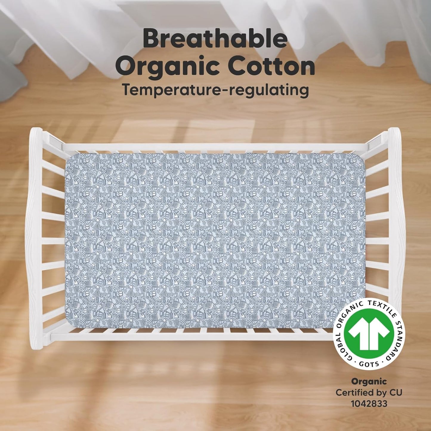 KeaBabies 2-Pack Organic Crib Sheets for Boys, Girls - 52x28 Fitted Crib Mattress Sheet Neutral, Breathable Jersey Cotton Cover for Baby Bed, Toddler Mattress, Soft & Cute Prints (Excavation)