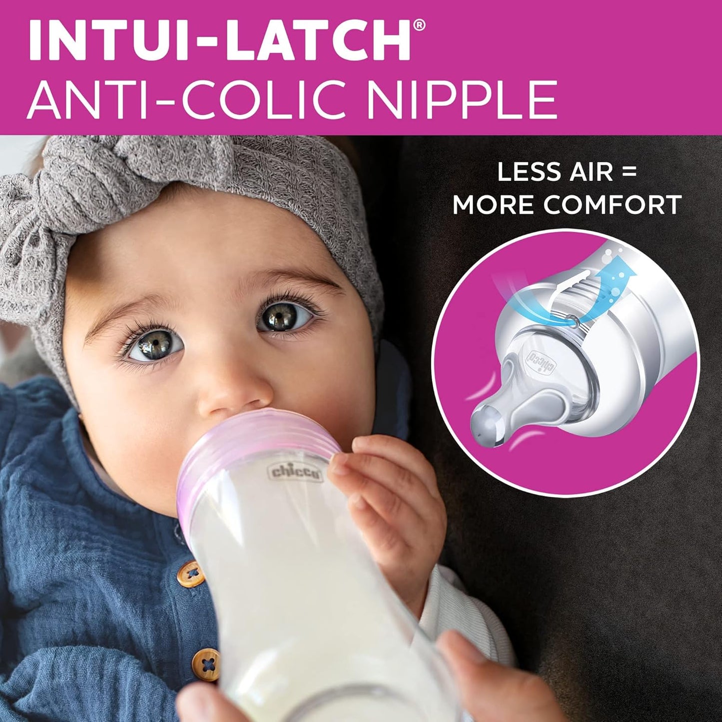 Chicco Duo Newborn Hybrid Baby Bottle Starter Gift Set with Invinci-Glass Inside and Plastic Outside | Dishwasher, Bottle Warmer, and Electric Sterilizer Safe | Intui-Latch Nipple | Clear/Grey