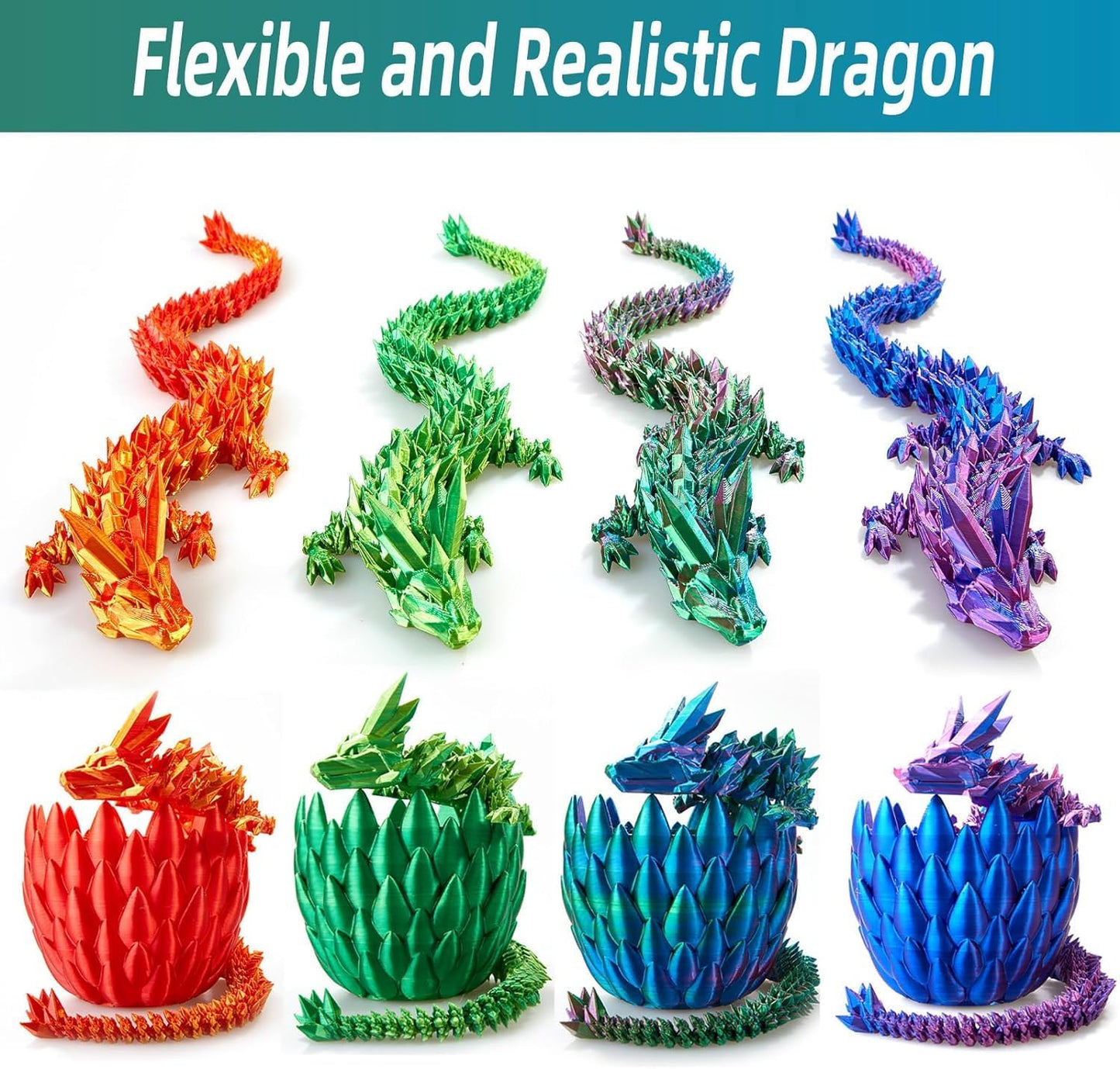 12inch 3D Printed Dragon Egg,Mystery Crystal Dragon Fidget Toys,Articulated Dragon,Home Desk Decor Easter Surprise Dinosaur Eggs,Adults Fidget Toys for Autism/ADHD (Black Red)