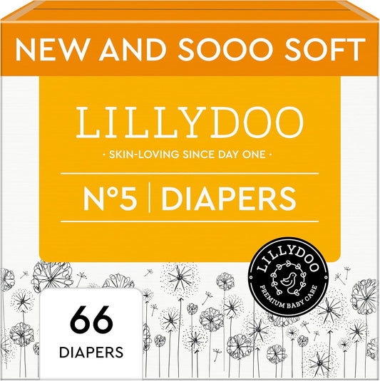Baby Diapers - Size 5 (24-35 lbs), Half-Monthly Supply (66 Count), Leak Protection, Skin-Friendly, Ultrasoft, Perfume- & Chlorine-Free, Hypoallergenic, Dermatologist Tested, Oeko-TEX®