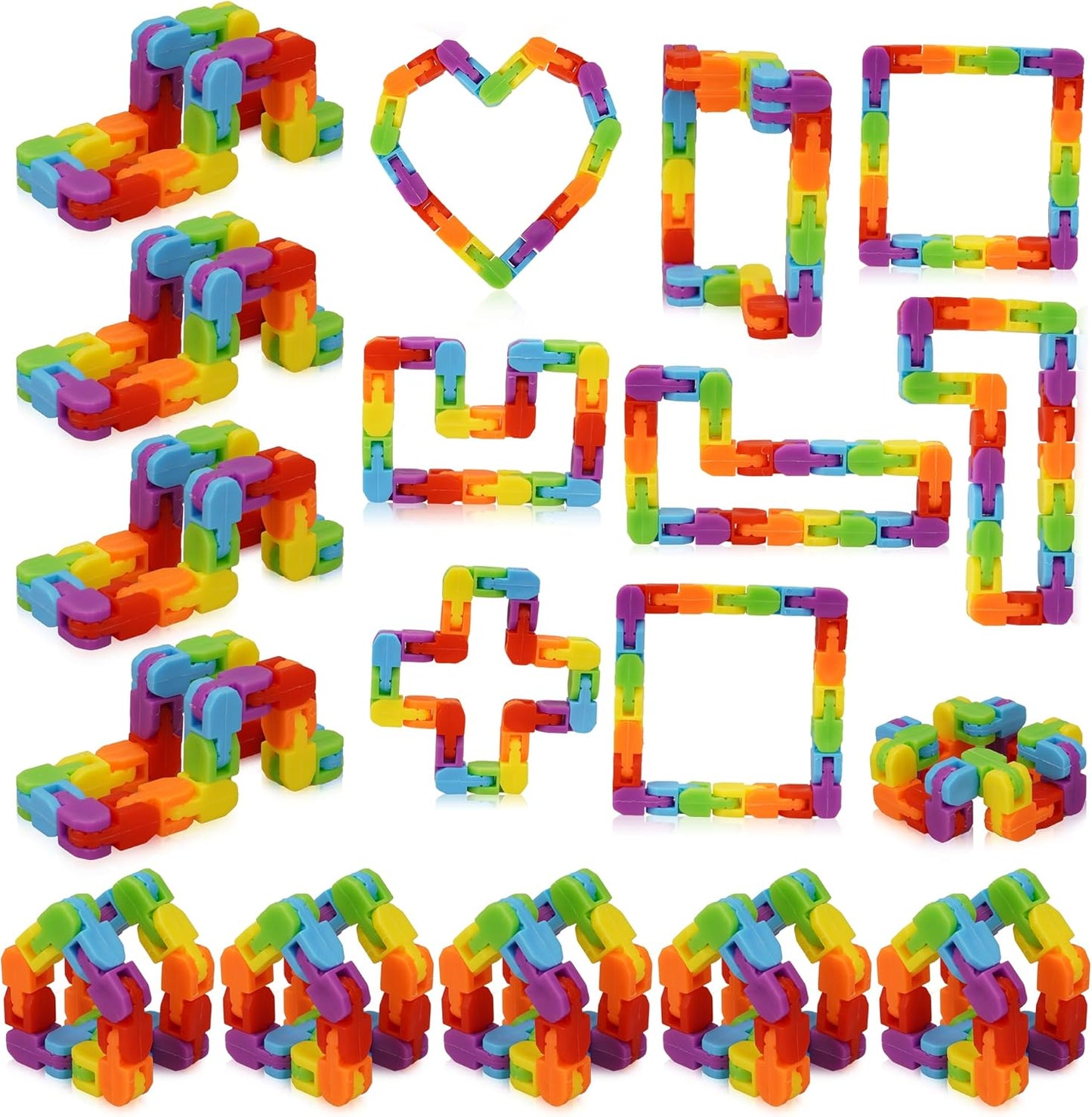 Ganowo 30 Pack Fidget Toy Wacky Tracks Snap and Click Fidgets Sensory Toys Party Favors ,Classroom Reward,School,Christmas Stocking Stuffers for Adults ,Kids