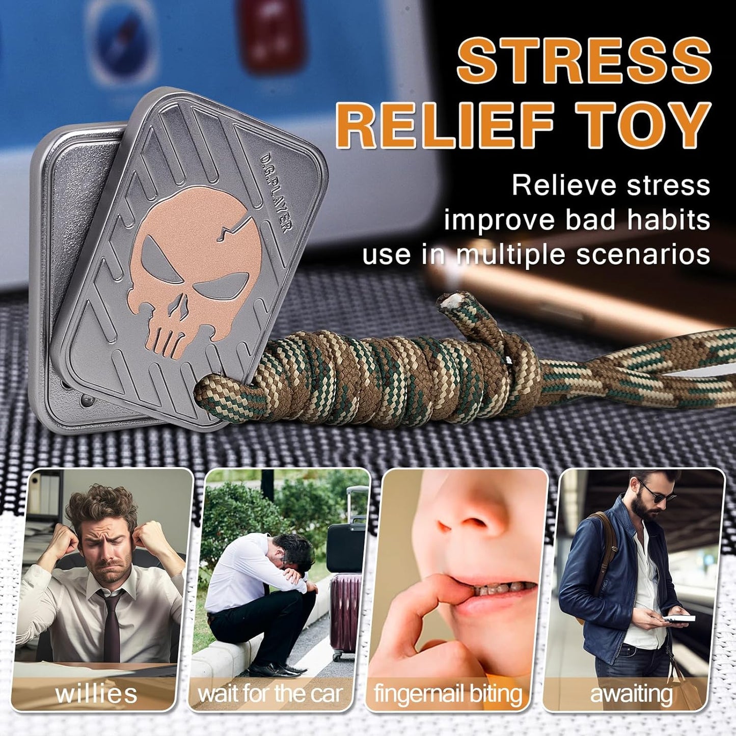 Fidget Toys Adults - Pendants Magnetic Metal EDC Toys for ADHD, Relieve Stress, Tension, Anxiety - Improve Focus - Find Inspiration, Backpack, Purse Hanging Decoration(Platinum)