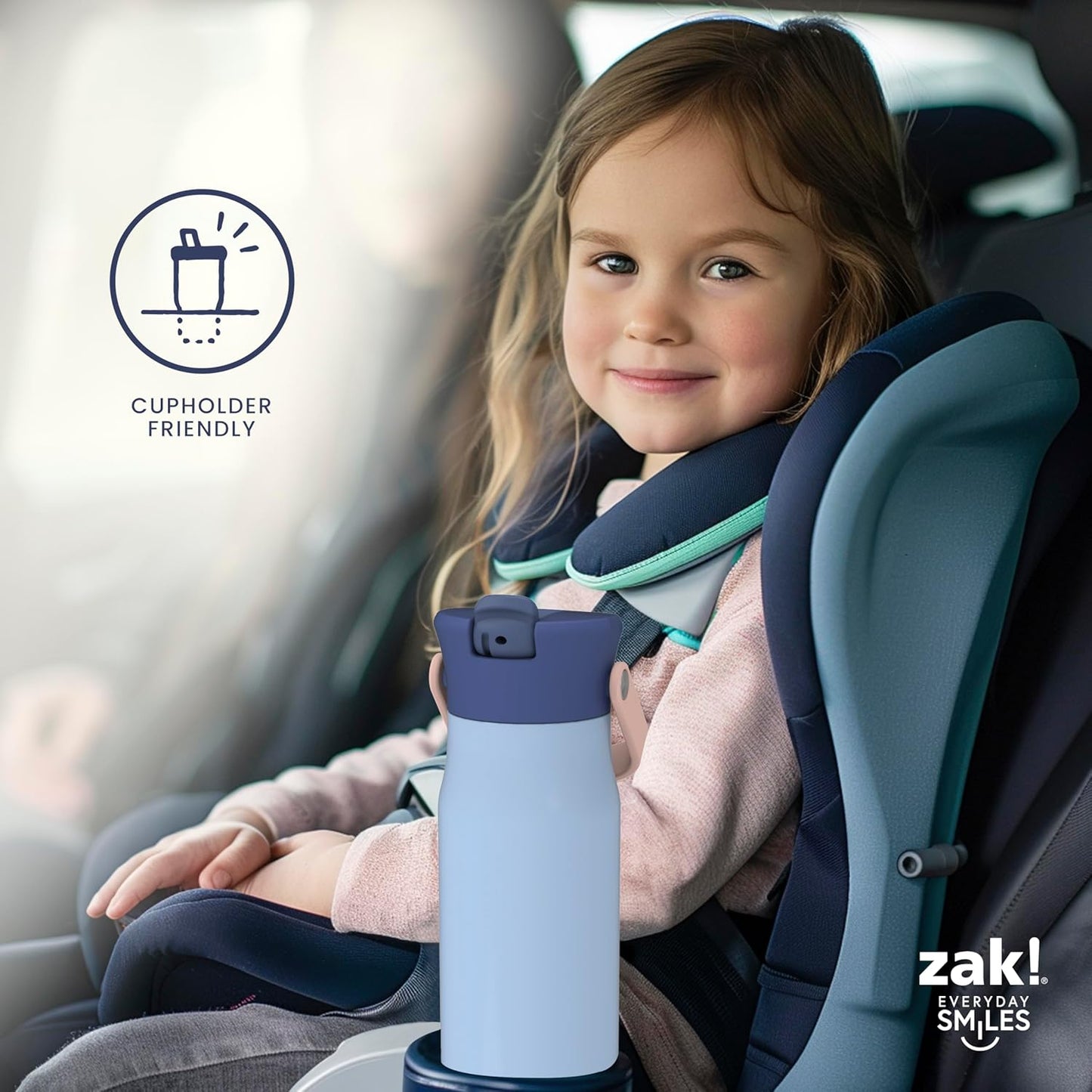 Zak Designs Harmony Hello Kitty 20oz Water Bottle for Travel or At Home, Recycled Stainless Steel is Leak-Proof When Closed and Vacuum Insulated with Straw Lid and Carry Handle