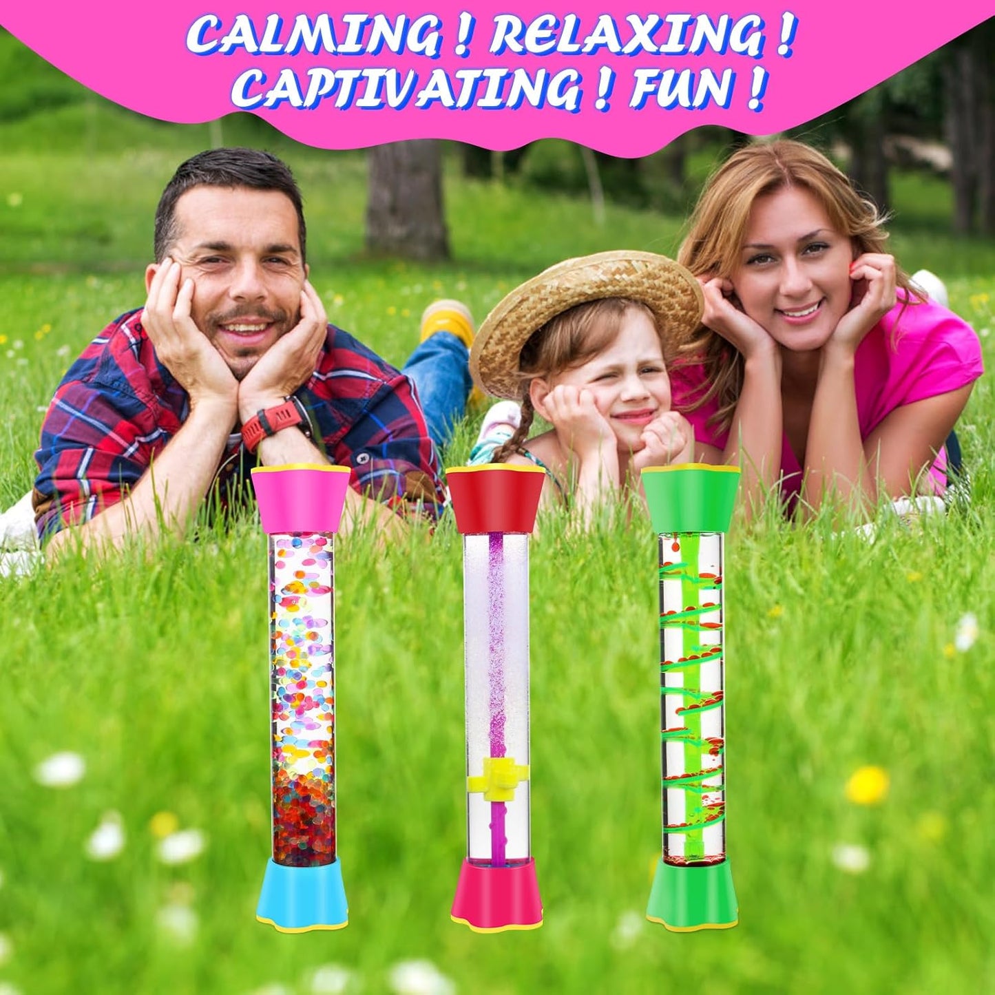 YUE MOTION Sensory Fidget Tubes Set - Calming Toys for Kids - Sensory Tube for Calm Down Corner Supplies,Occupational Therapy - Promotes Calmness & Independent Play(Spiral)