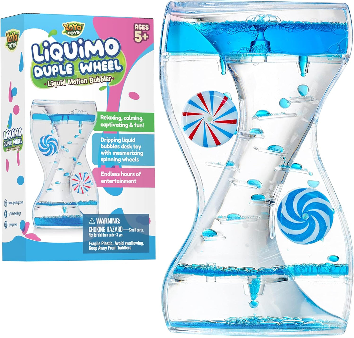 YoYa Toys Liquimo Liquid Motion Bubbler Duple Wheel for Kids - Satisfying Toys for Stress, Anxiety Relief, Autism - Fidget Toy Can Be Used As an Office Desk Toy Timer, Holiday Stocking Stuffers