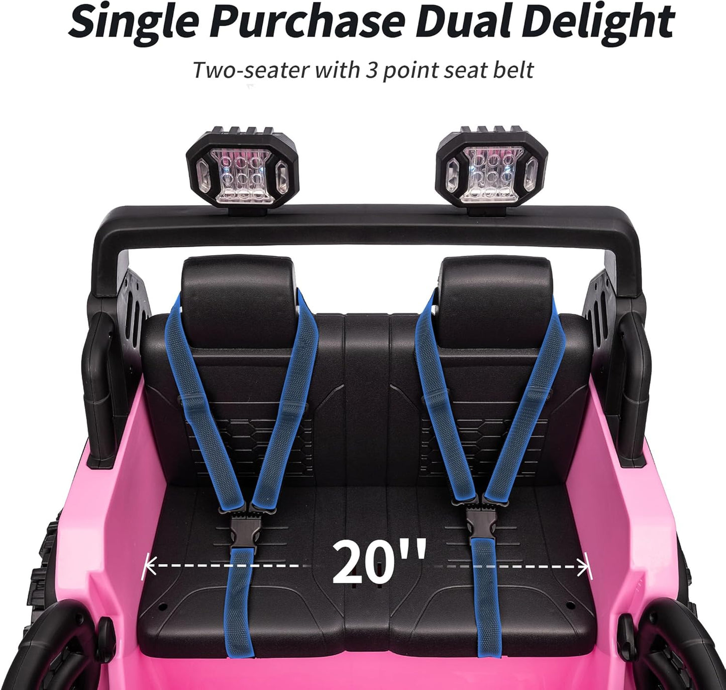 2 Seater Ride on Toy Car for Kids, 24V 4WD Ride-on Truck Kids Electric Car with Remote Control, 4x200W Motors - Light Pink