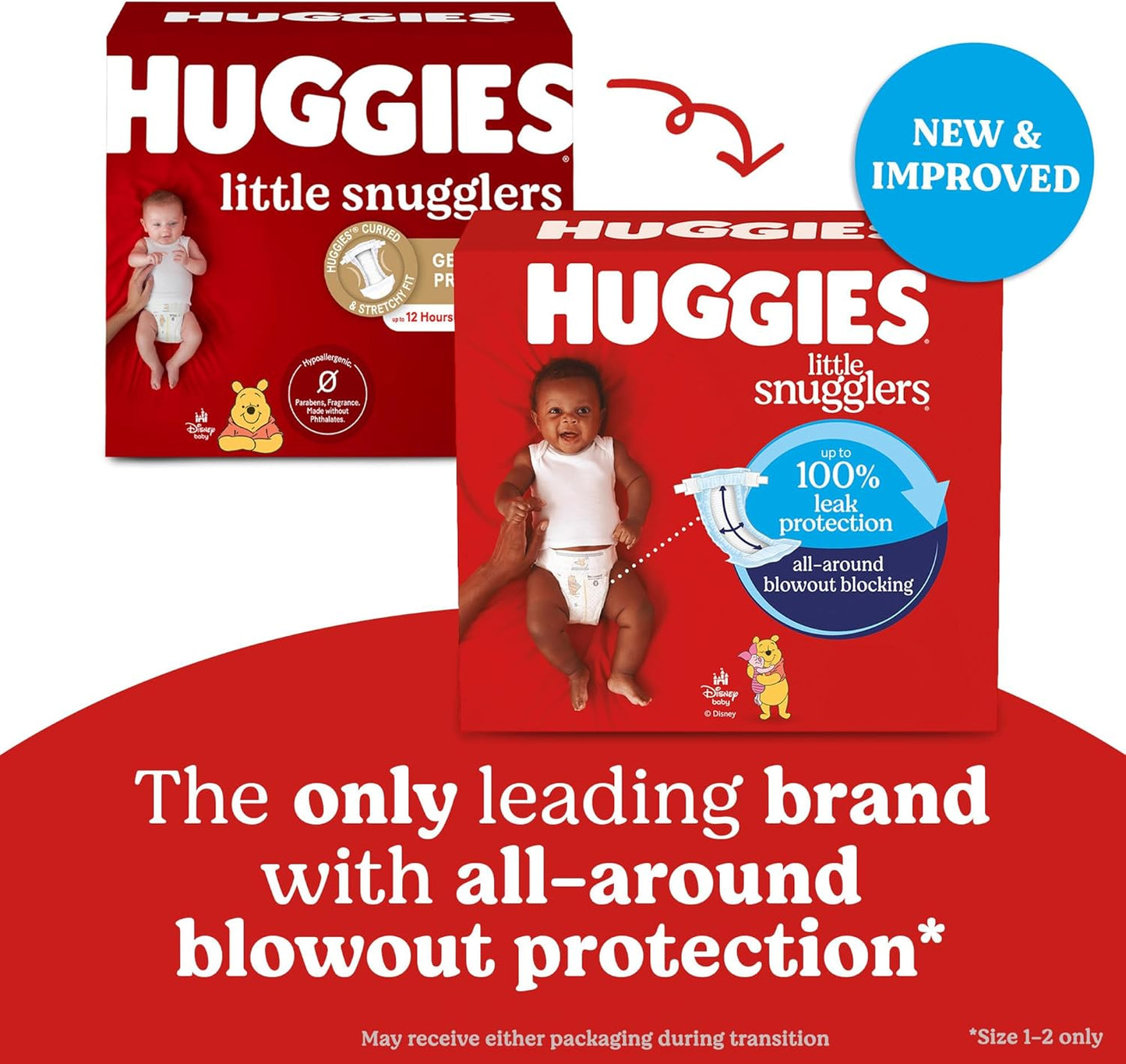 Huggies Size 1 Diapers, Little Snugglers Baby Diapers, Size 1 (8-14 lbs), 168 Count, Packaging May Vary