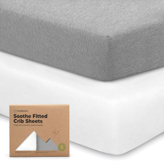 KeaBabies 2-Pack Organic Crib Sheets for Boys, Girls - 52x28 Fitted Crib Mattress Sheet Neutral, Breathable Jersey Cotton Cover for Baby Bed, Toddler Mattress, Soft & Cute Prints (Cloud)