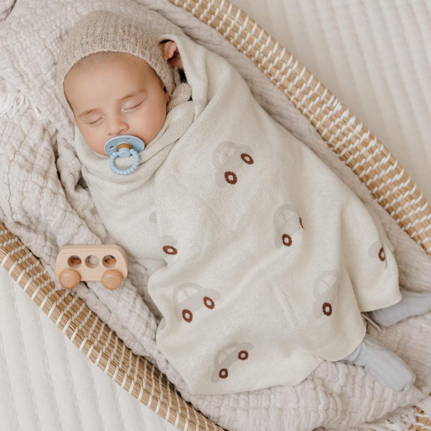 Baby Swaddle Blanket for Boys - 100% Oeko Tex Certified Natural Cotton Buttery Soft Cozy Receiving Swaddle Crib Stroller Blanket for Shower Gift Registry for Newborns, Infants, Toddlers (Cars - Grey)