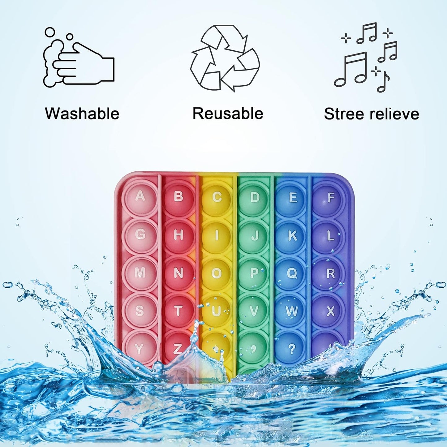 Alphabet Pop Fidget Toy Letters ABC Numbers Learning and Educational Toys Square Sensory Toys Popper Games Gifts for Kids 4 Packs Double Side Macaron(2 Alphabet Numbers and 2 Uppercase Lowercase)