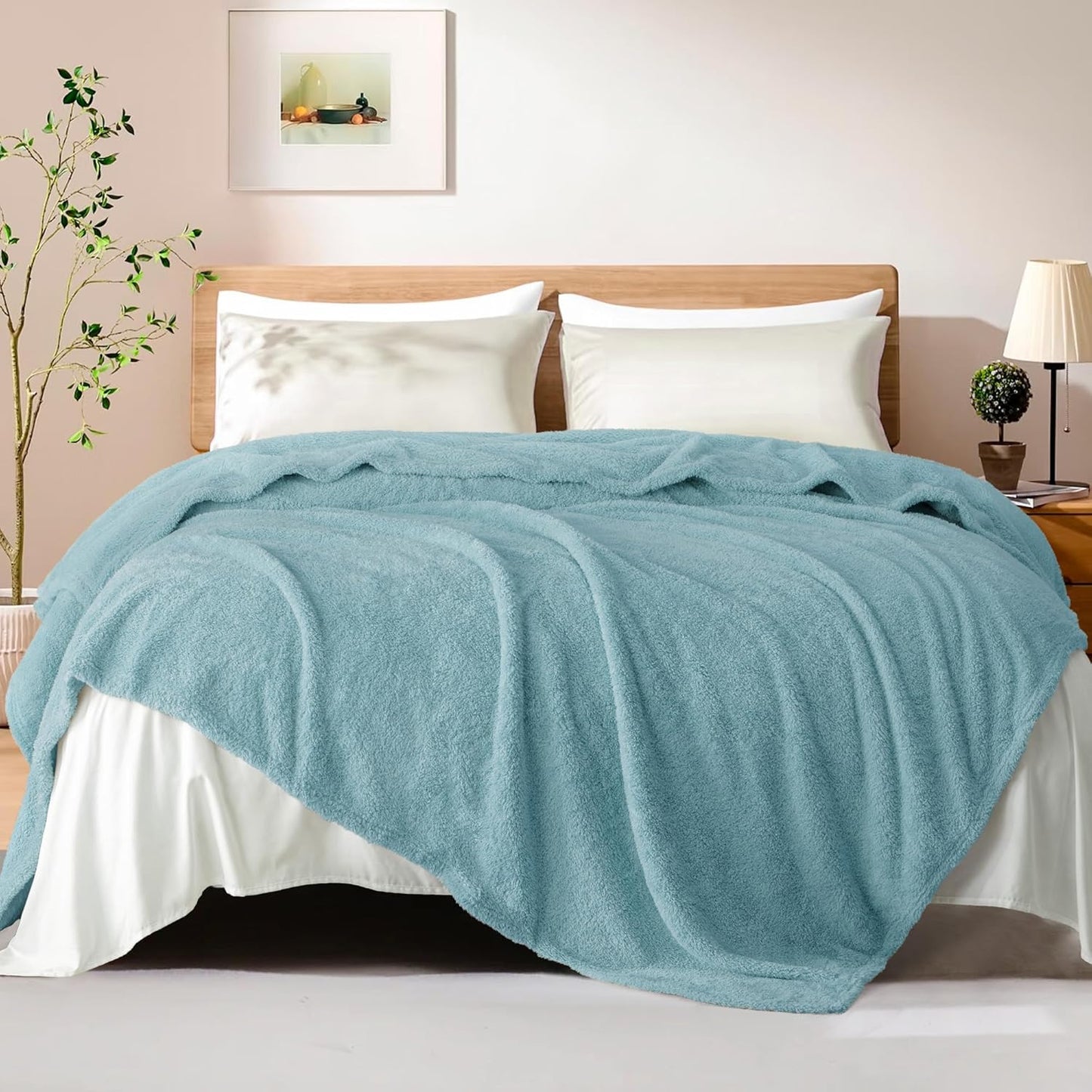 Exclusivo Mezcla Fleece Blanket for Couch, Soft and Cozy King Blankets for Women Men Girls Kids, Suitable for All Seasons, Slate Blue, 90x104 Inches