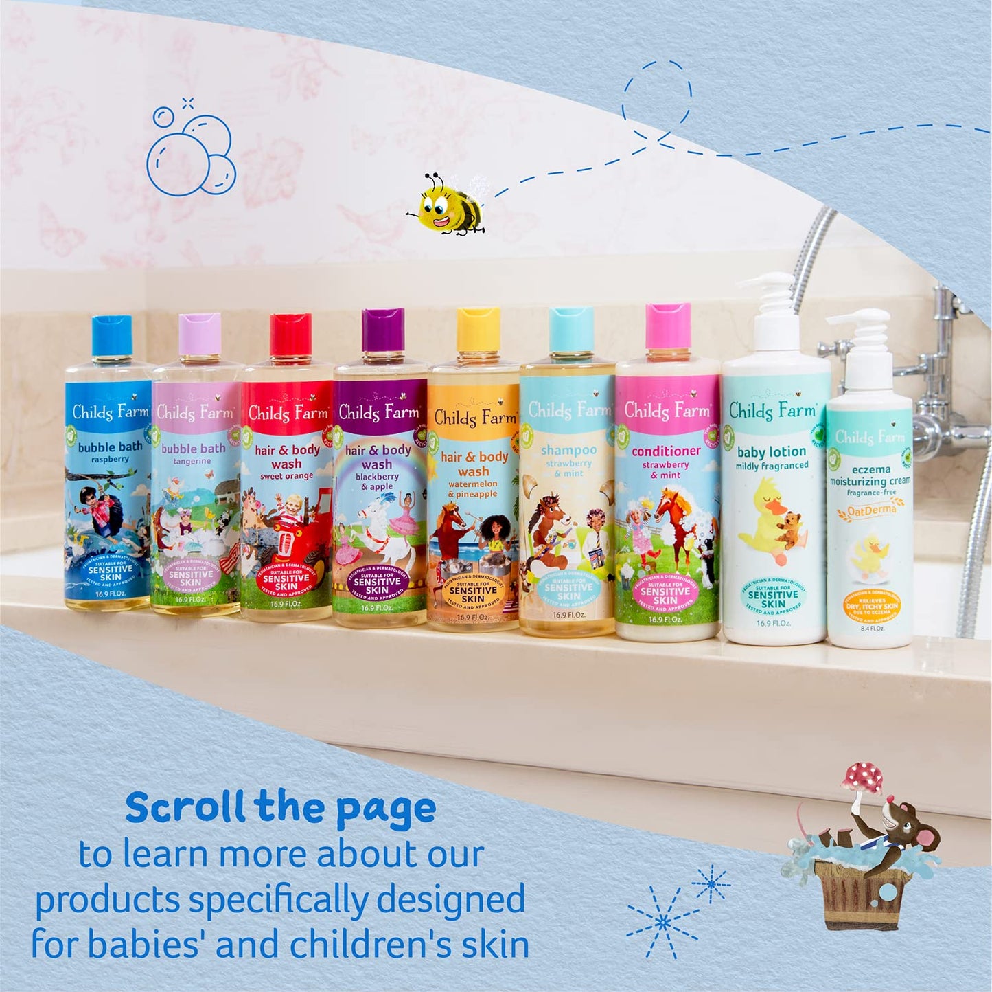 Childs Farm, Kids Hair & Body Wash for Dry, Sensitive Skin, Blackberry & Organic Apple, Gently Cleanses, Vegan, Cruelty-Free, 16.9 fl oz