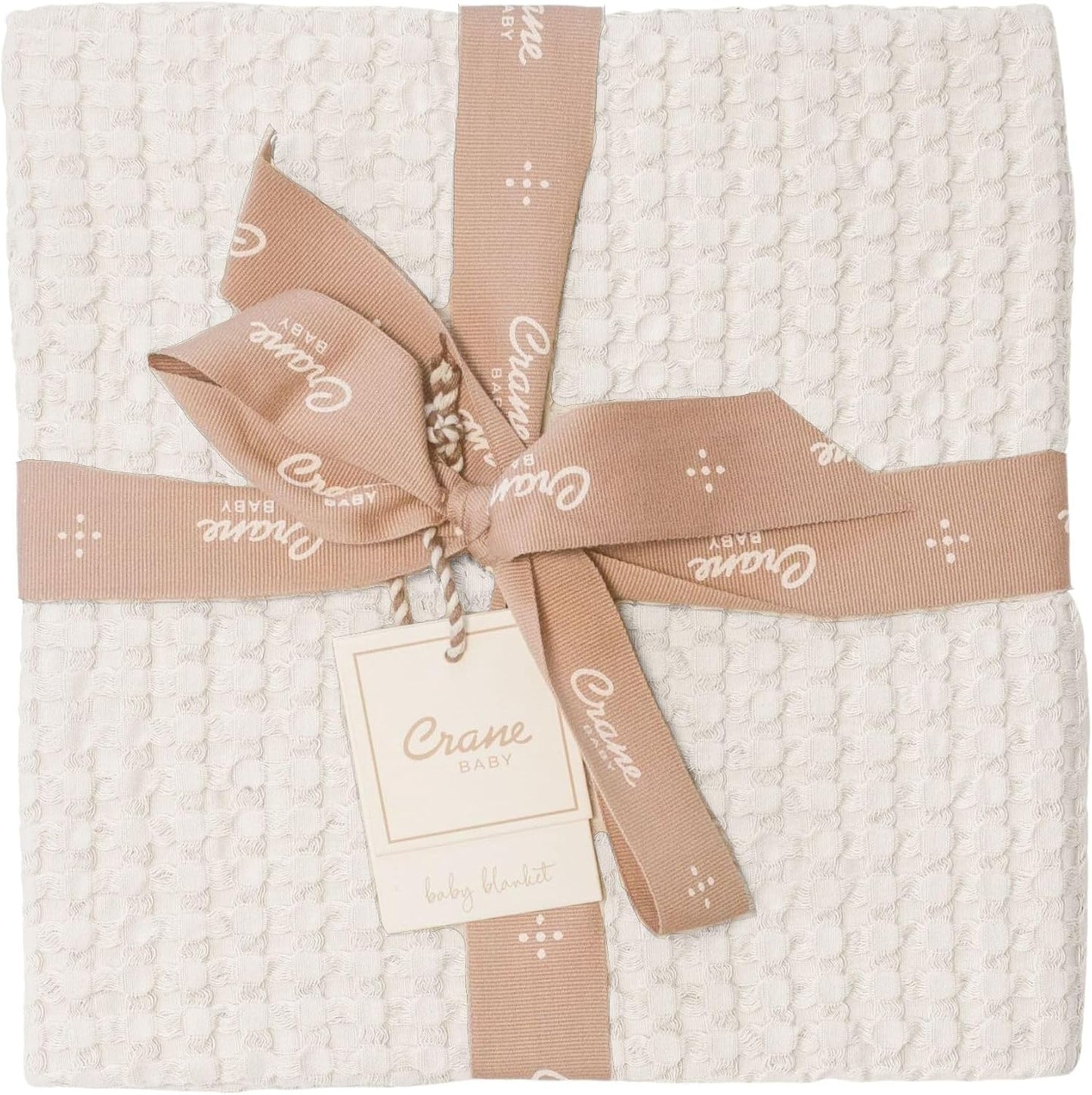 Crane Baby Birch Waffle Knit Blanket, Soft Cotton Nursery and Stroller Blanket, 100% Cotton, 36" x 36"