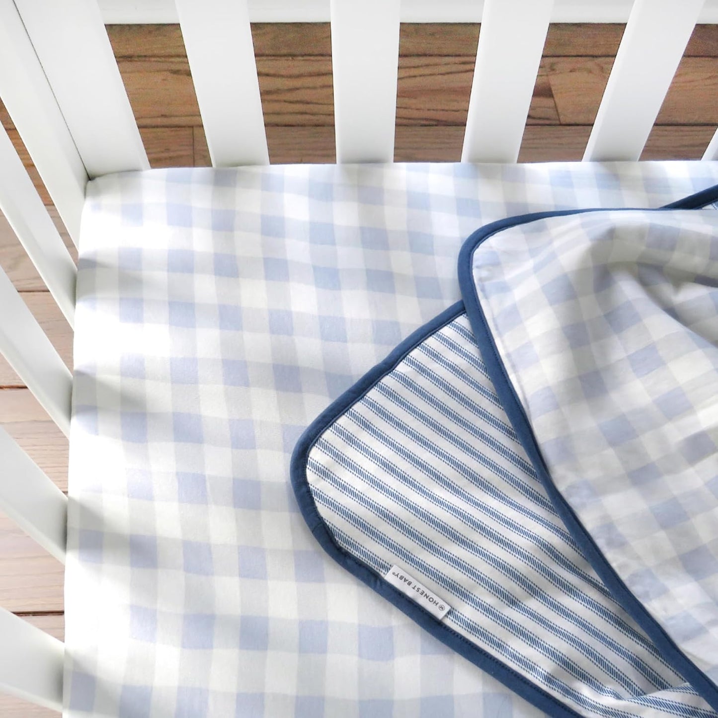 HonestBaby Unisex-Baby Fitted Crib Sheets Set Standard Mattress, 100% Organic Cotton Baby Boys, Girls, Neutral, 1 Pack - Peach Skin Painted Buffalo Check, One Size