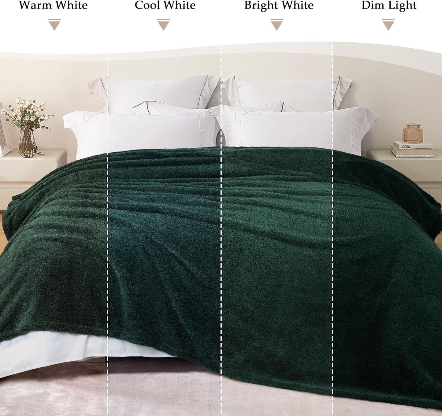 Exclusivo Mezcla Fleece Throw Blanket for Couch Sofa, Soft Warm and Fluffy Blankets for Women Men Girls Kids, Suitable for All Seasons, Forest Green, 50x60 Inches