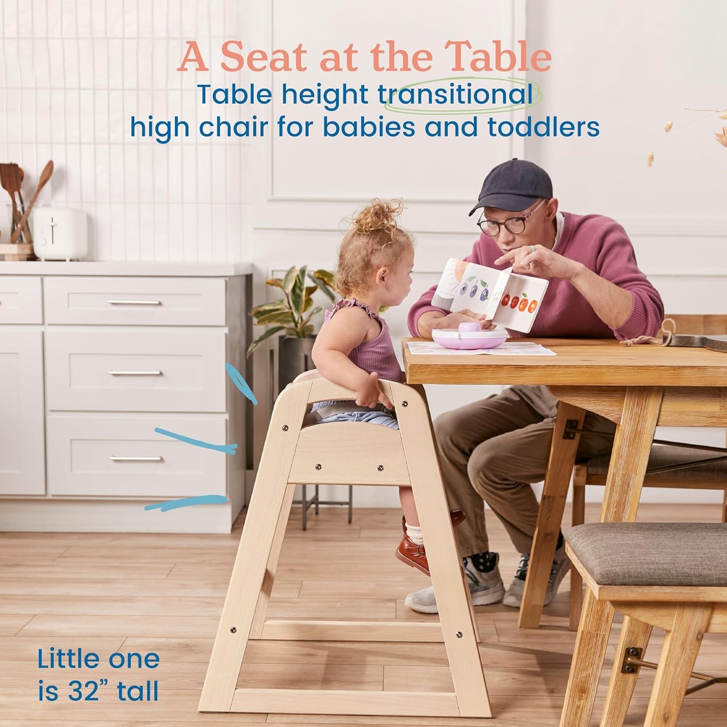 ECR4Kids ASATT High Chair, Toddler Chair, Antique White