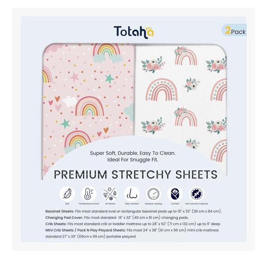 TotAha Changing Pad Cover, Buttery Soft Diaper Changing Pad Covers for Girls Boys, Super Stretchy Jersey Knit Changing Table Covers, 5'' Deep Pocket, 2 Pack