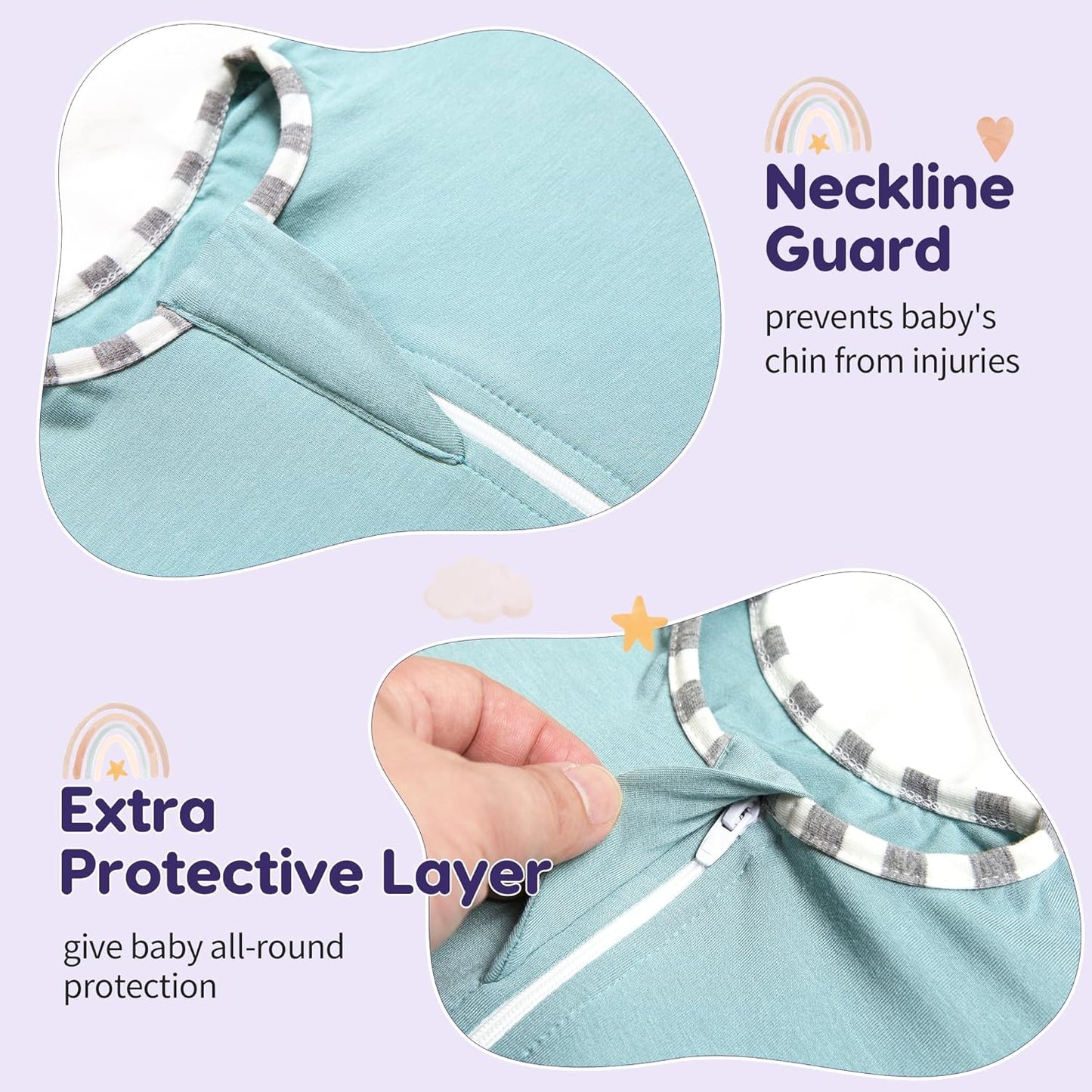 PuppyPaws Baby Sleep Sack 2-Pack Set, Transitional Swaddle, Sleep Sack 3-6 Months, Wearable Blanket Baby with 2-Way Zipper Summer, 95% Rayon derived from Bamboo, 5% Spandex