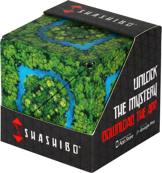 SHASHIBO Shape Shifting Box - Award-Winning, Patented Fidget Cube w/ 36 Rare Earth Magnets - Transforms Into Over 70 Shapes, Download Fun in Motion Toys Mobile App (Wild Series - Jungle)