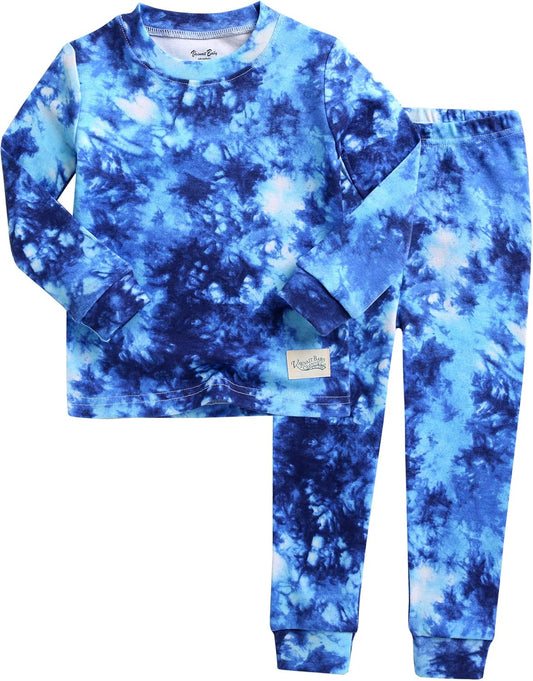VAENAIT BABY 12M-12Y Toddler Kids Boys Girls 100% Cotton Marbling Tiedye Sung Fit Sleepwear Pajamas 2pcs Pjs Set
