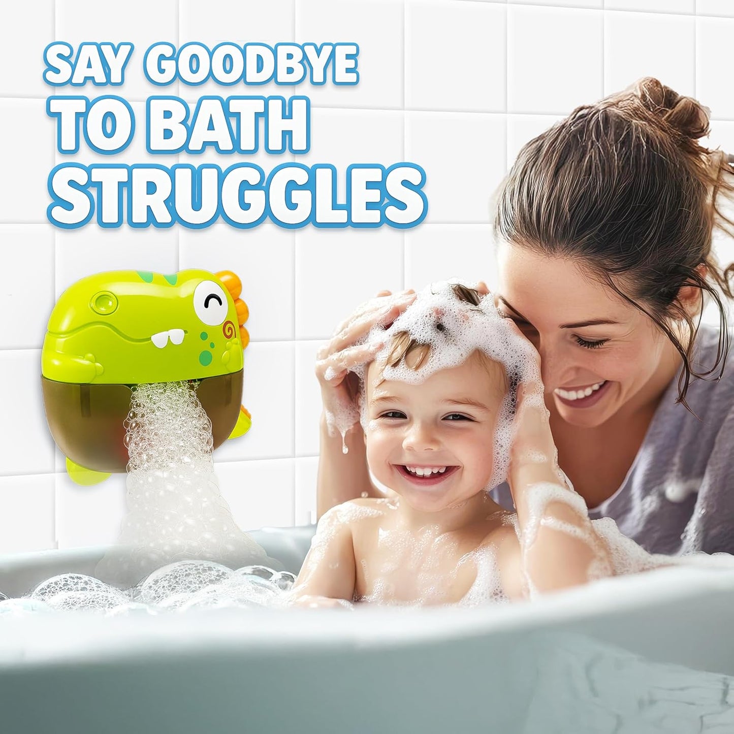 Bath Bubble Machine - Bubble Bath Maker with Lights & Music - Baby Bath Toys Bubble Maker for Bathtub - Dinosaur Toys for Kids 2-4, Strong Suction BPA Free