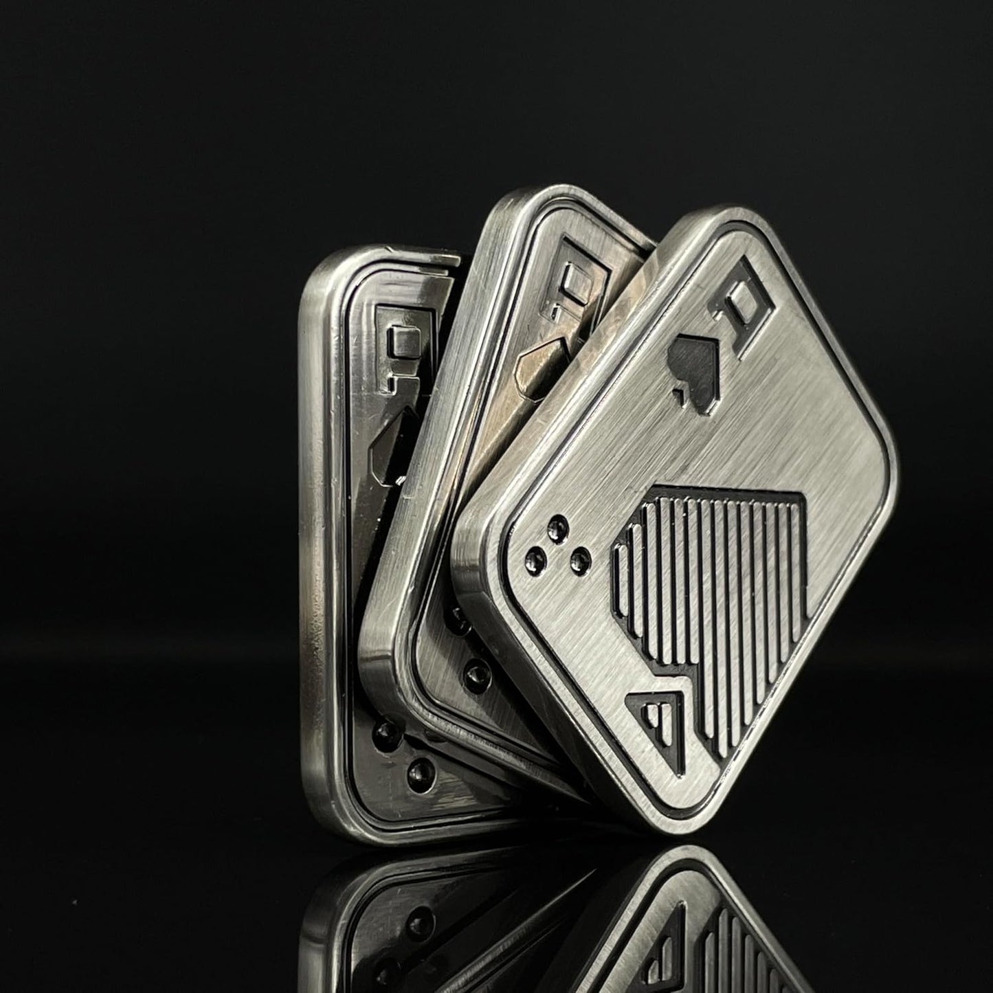 Metal Poker Fidget Slider EDC Adult Fidget Toys ADHD Tool Anxiety Stress Relief Toys Office Desk Toys Gifts for Boyfriend and Father (Three Layer AAA)
