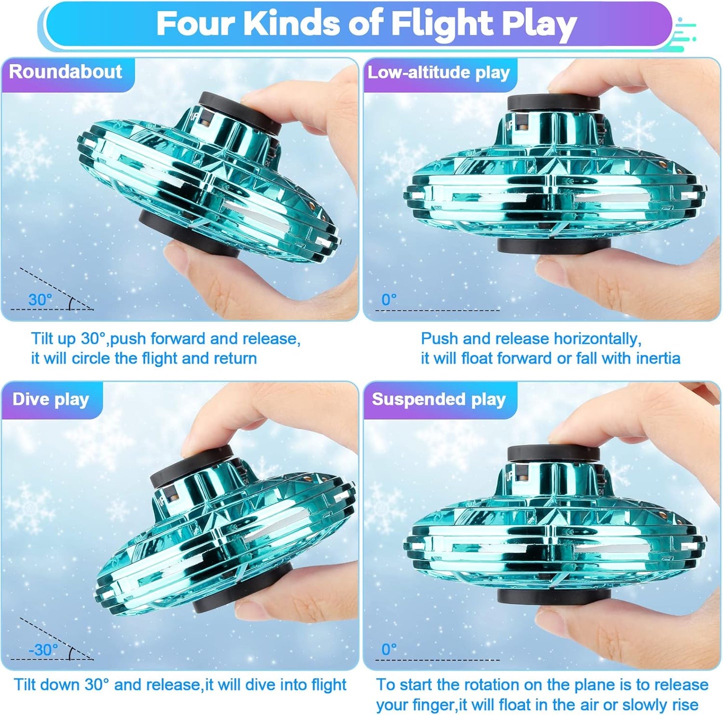 Flying Fidget Spinner,2024 Upgraded Flying Spinner Mini Hand Drone with 360 ° Rotating and LED Lights Outdoor Indoor Toy,Mini UFO Toy Drone for Boys Girls Adults(Green)