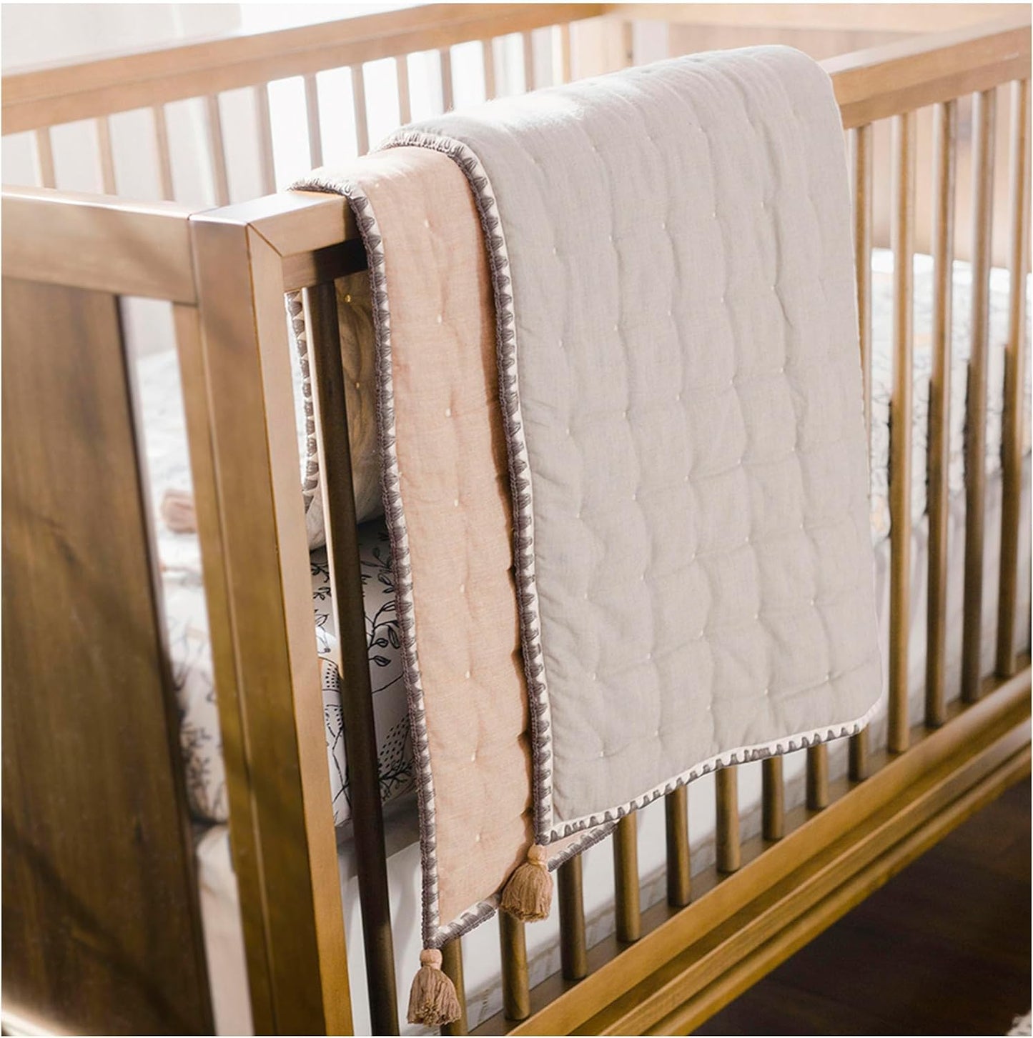 Crane Baby Blanket, 36” x 36”, Soft Cotton Quilted Nursery Blanket for Boys and Girls, Copper, Ezra Print