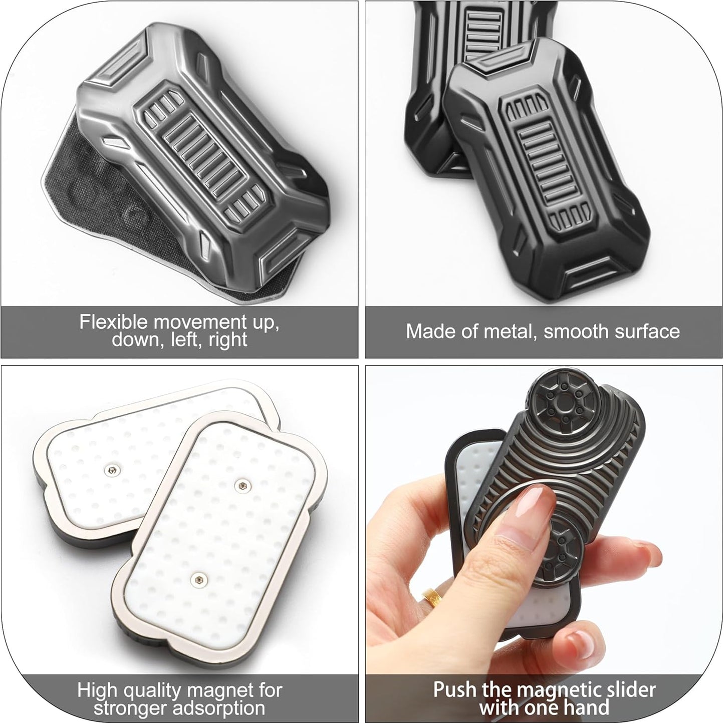 Magnetic Silder Fidget, Slider Fidget Toys for Adults, Metal Fidget Toys for Kids Party Favors, Birthday, Fidgets Toys for Teens (A-Gray)