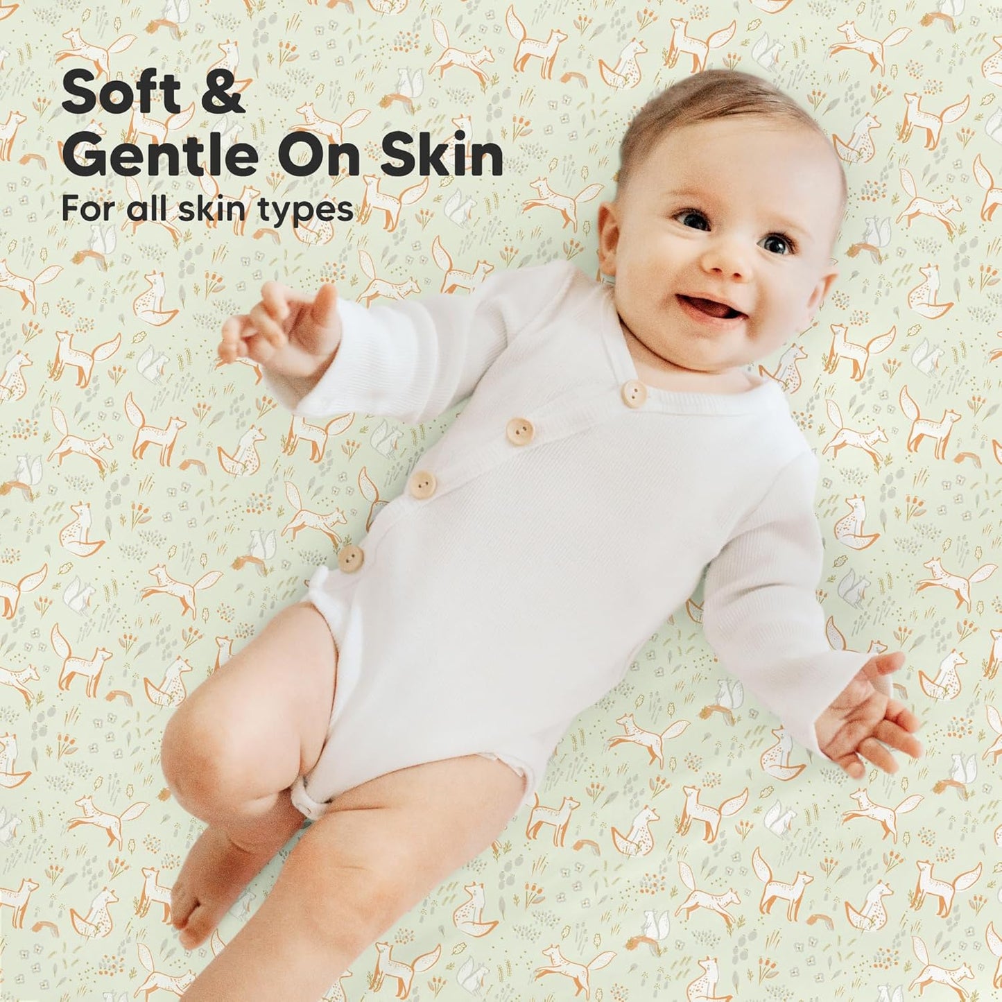 2-Pack Mini Crib Sheets Fitted - 38x26 Pack N Play Sheets for Pack and Play Mattress, Organic Cotton, Soft & Breathable Playard Bedding, Neutral Mini Toddler Bed Cover for Boys, Girls (Foxtrot)