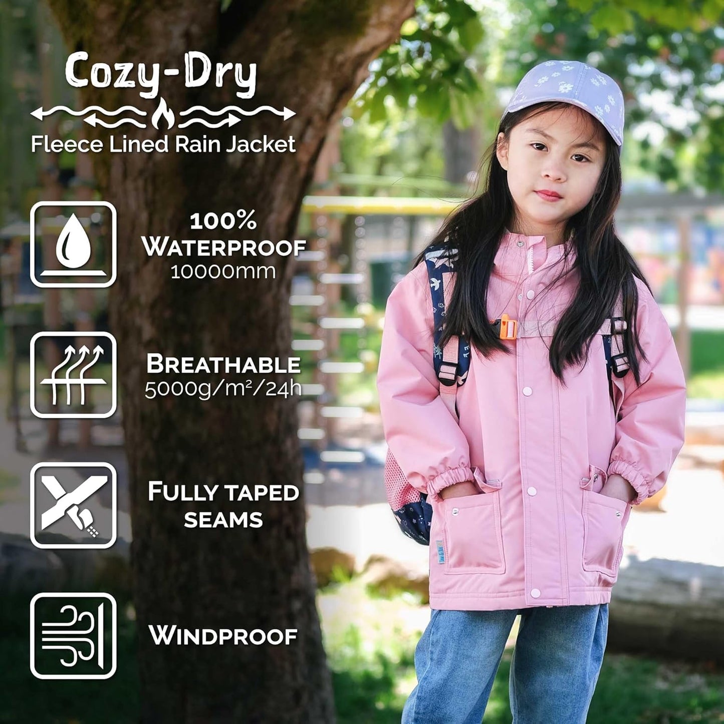 JAN & JUL Waterproof Fleece Lined Rain Jacket, Raincoat for Kids
