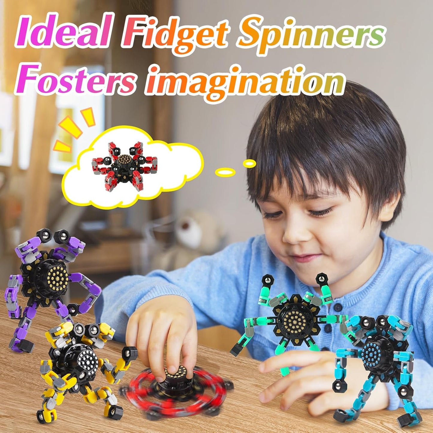 Gokeey Transformable Fidget Spinners for Kids and Adults Stress Relief Sensory Toys for Boys and Girls Fingertip Gyros for ADHD Autism for Kids