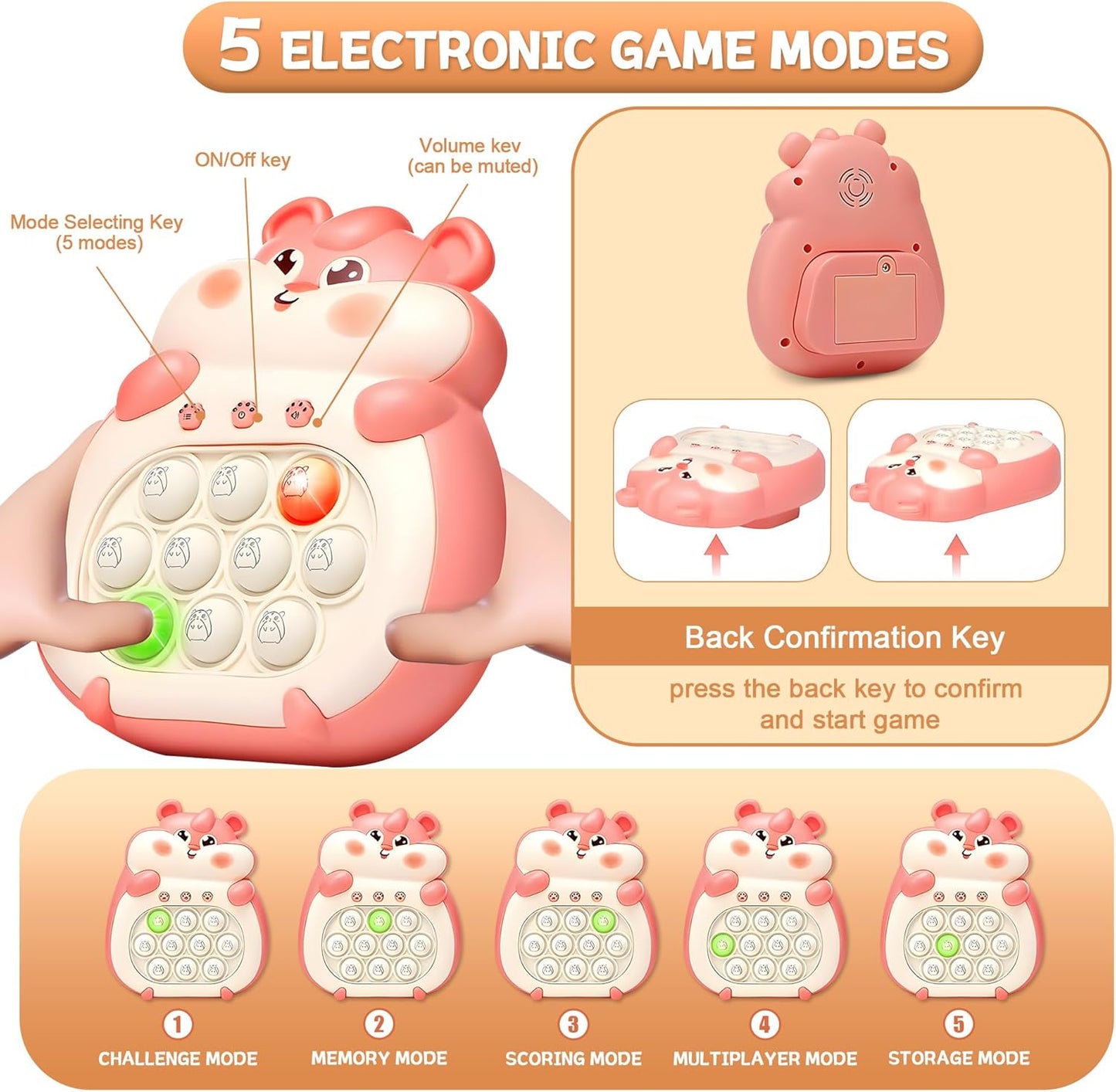 Quick Push Game Console Series Toys for Kids, Interesting Push Bubble Fidget Stress Relief Toys, Anti-Stress Toys for Boys and Girls Aged 3+
