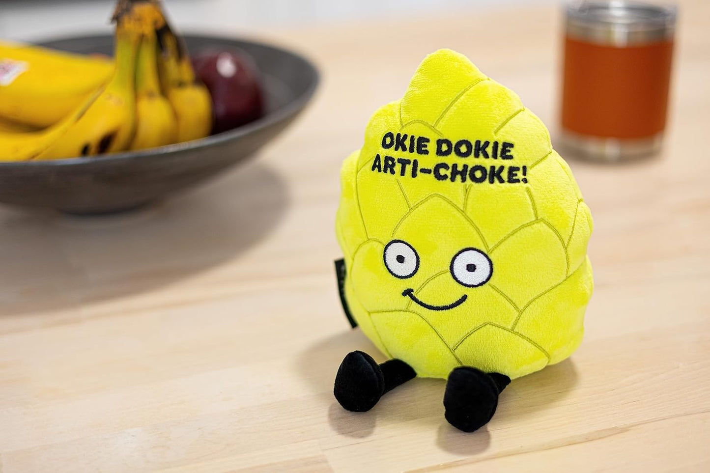 Artichoke Foodie Plushie, Funny Pun Meme Gag Gift, White Elephant, Stocking Stuffer Present, Great for Emotional Support, Fun Desk Accessory, Weighted Base for Display
