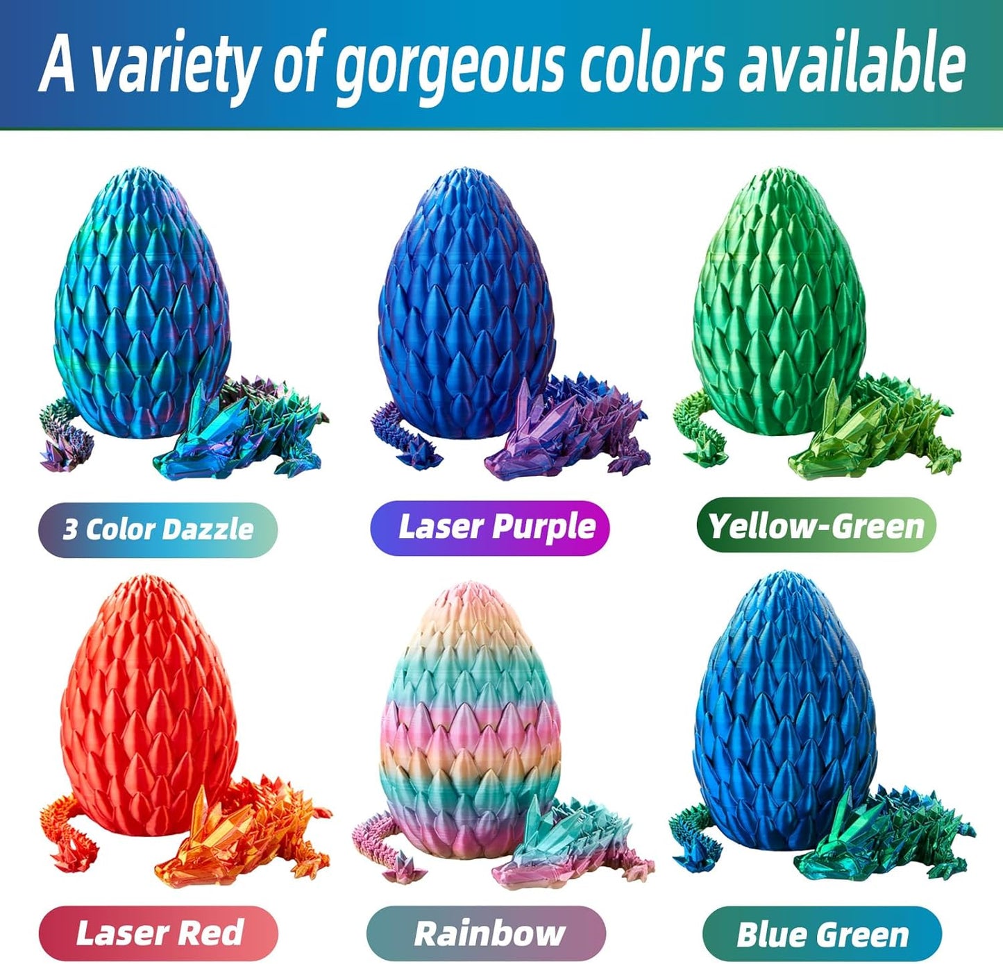 Dragon Egg,15in Crystal Dragon,Surprise Egg,Articulated Dragon,3D Printed Gift Toy,Fidget Toys for Autism/ADHD, Executive Desk Toys,Home Office Decor
