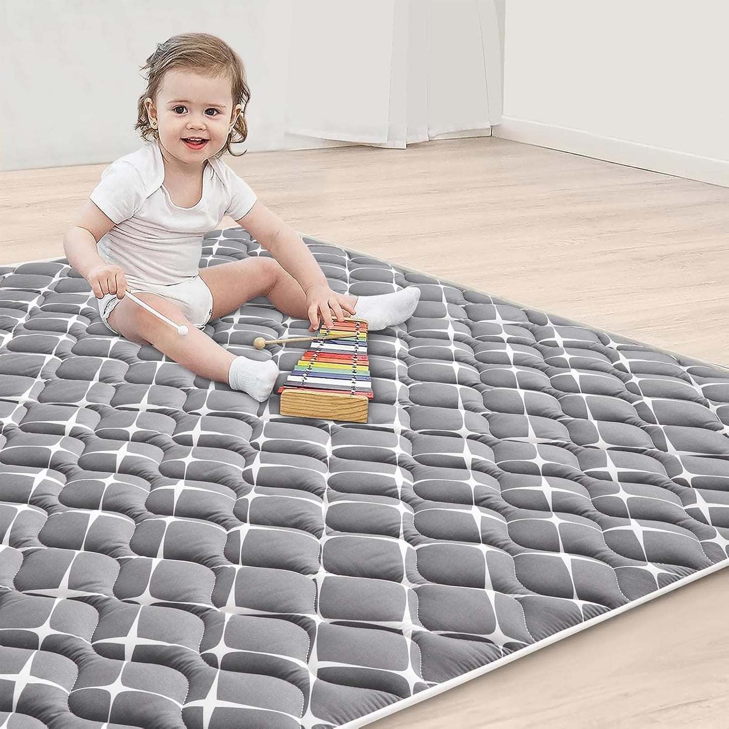 Vibe bear Baby Foam Play Mat, 50x50 Inches Baby Crawling Mat, Thicken One-Piece Baby Playmat, Non Slip Washable Baby Play Mat for Playing, Soft Floor Mat for Babies, Infants, Toddlers