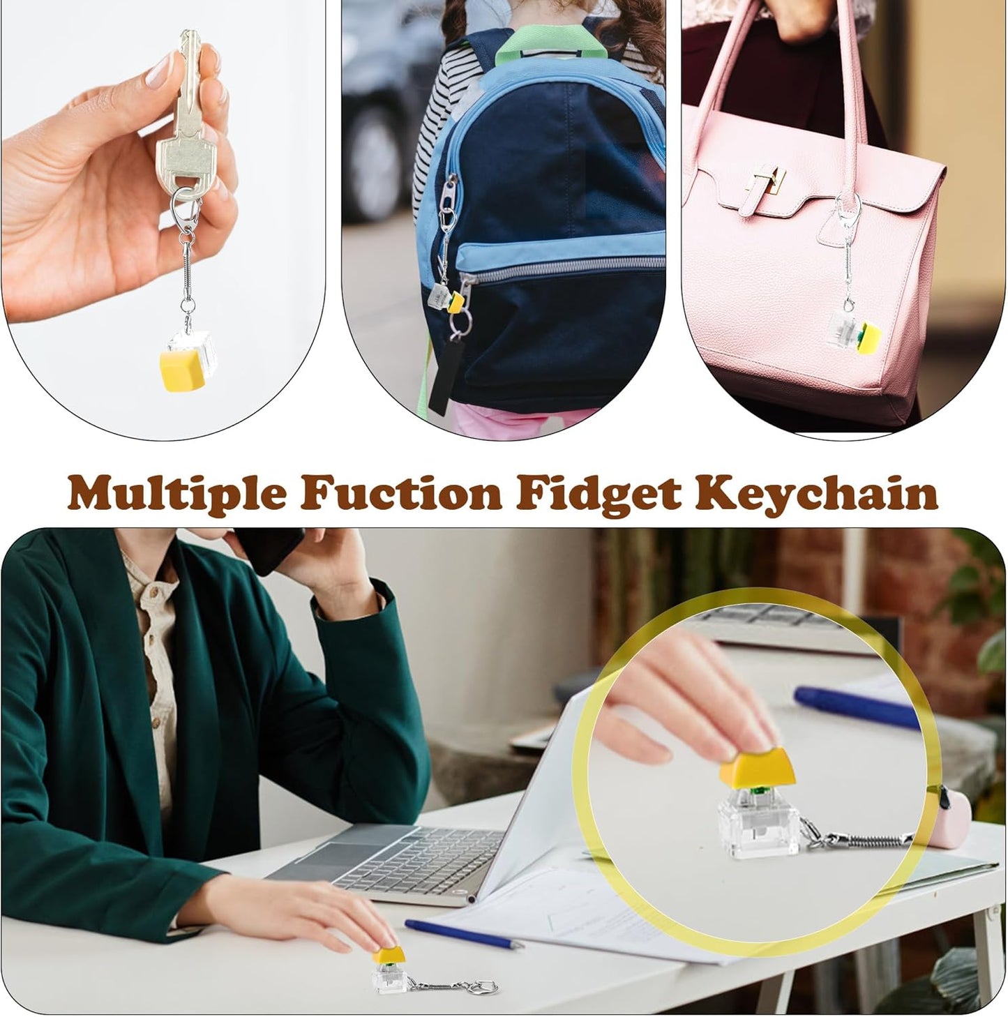 Fidget Toy Set, Fidget Toys for Teens, Adults Fidgets for Anxiety and Stress, Desk Fidgets for Adults, Fidget Sensory Toys Autism Children (Yellow)