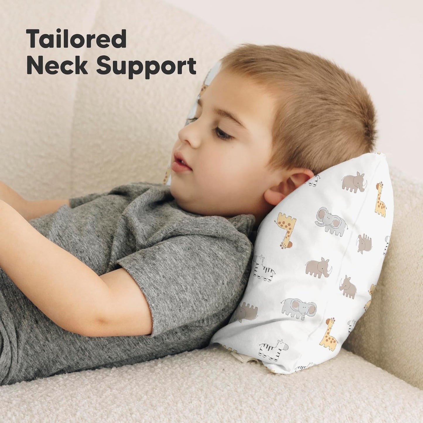 Toddler Pillow with Pillowcase - 10x18 My Little Dreamy Kids Travel Bed Pillows for Sleeping, Organic Cotton Small Pillowcase, Soft & Breathable, Machine Washable,Toddlers 2-5 Years Old (Safari Echo)