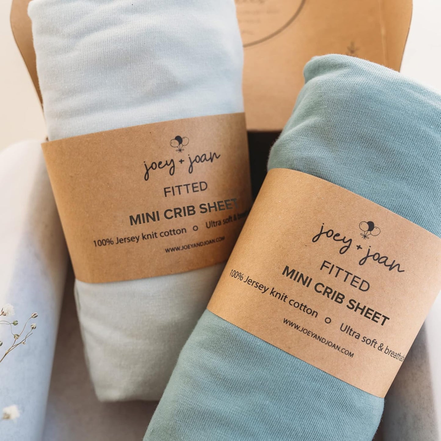 Mini Portable 24x38 Fitted Crib Sheets – Compatible with Dream on Me, Delta Porta Crib and Arms Reach Ideal Cosleeper – 100% Jersey Cotton – Light + Dark Sage Green – 2 Pack