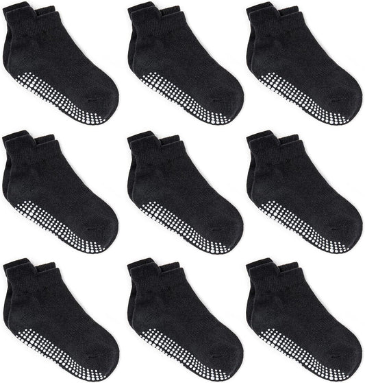 Zaples Baby Non Slip Grip Ankle Socks with Non Skid Soles for Infants Toddlers Kids Boys Girls