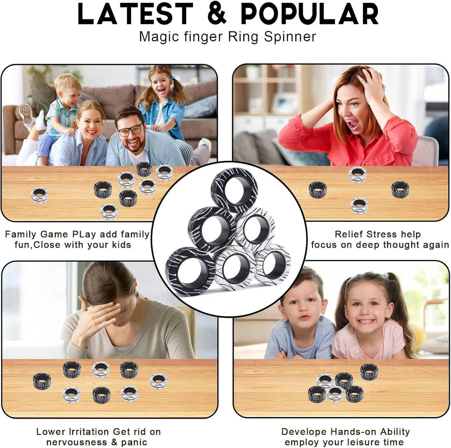 6 Pcs Magnetic Rings Fidget Toys for Teens, Adults & Kids|Easter Basket Stuffers|ADHD Fidget Toy Pack for Anxiety Relief,Coolest Gifts for Teen Boys,Birthday Gifts for 8 9 10 11+ Year Old Boy & Girl