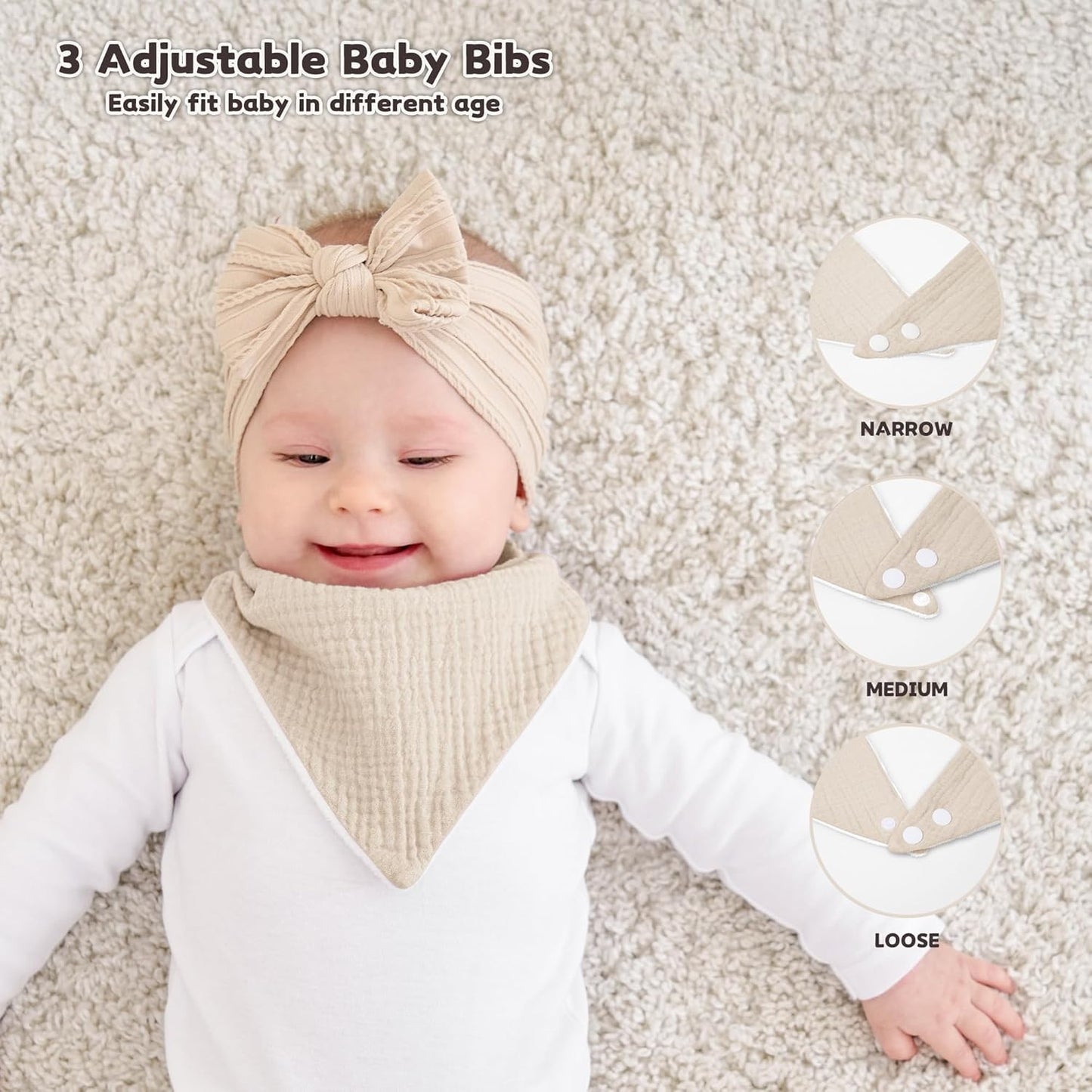 Susurration Muslin Baby Bibs 10Pack Baby Bandana Drool Bibs Soft Adjustable Newborn Bibs for Unisex Baby Girls & Boys (Pinkpurple)