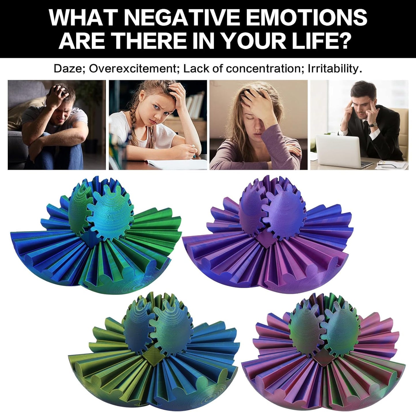 4-inch Larger 3D Printed Gear Ball - Marvellous Design Gear Sphere, Already Assembled 360° Rotatable Gearsphere, Steampunk Whirling Wonder Fidget for Stress and Anxiety Relief (Dazzle Color)