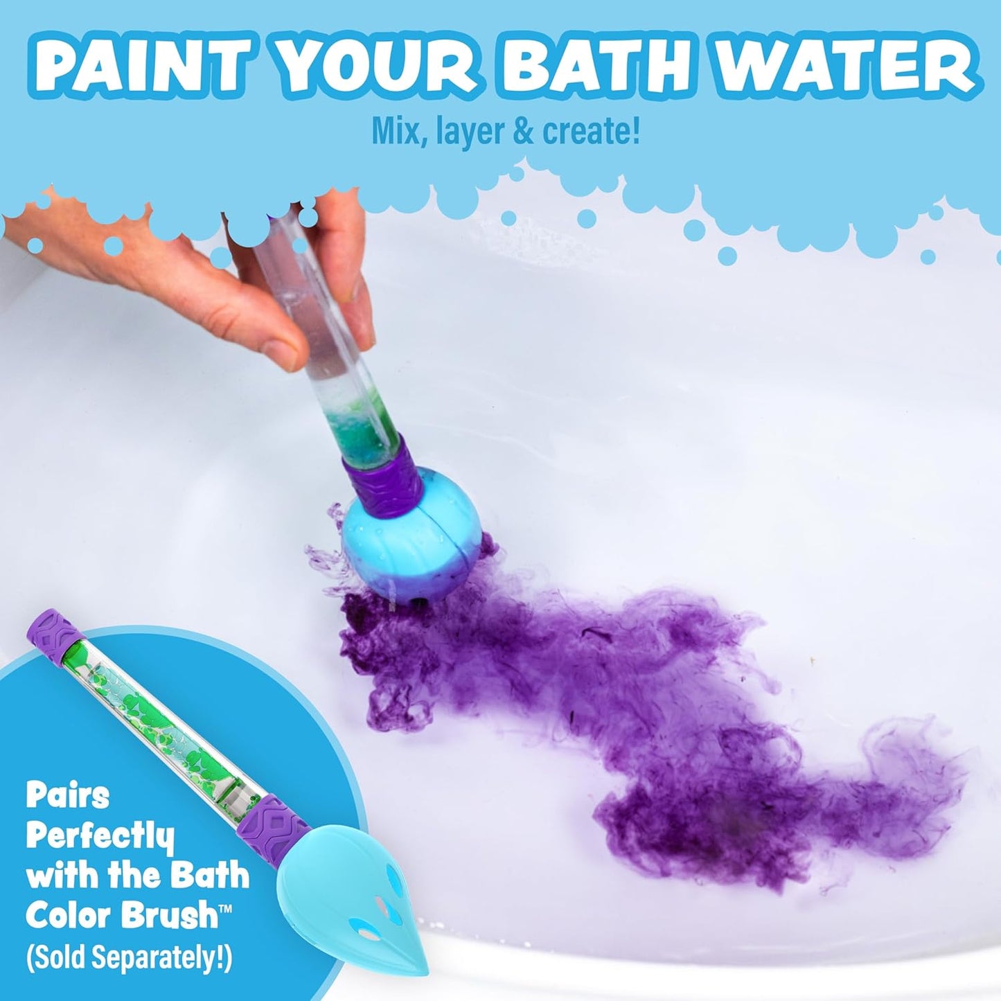 Tub Works® Bath Color Pops™ Moisturizing Kids Bath Bombs, 120 Count | Bath Bomb Refills for Bath Color Brush | Nontoxic & Fragrance-Free | 12 Unique Colors | Fizzy, Vibrant Water Color Tablets