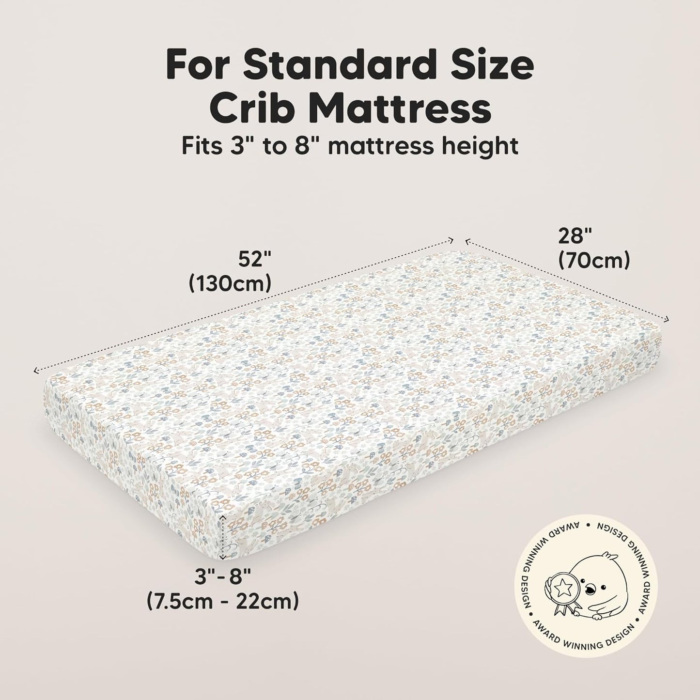 KeaBabies 2-Pack Baby Crib Sheets for Boys, Girls - 52x28 Viscose Derived from Bamboo Toddler Bed Sheets Neutral, Fitted Crib Mattress Cover for Standard Baby Bedding, Soft & Cozy (Prairie)