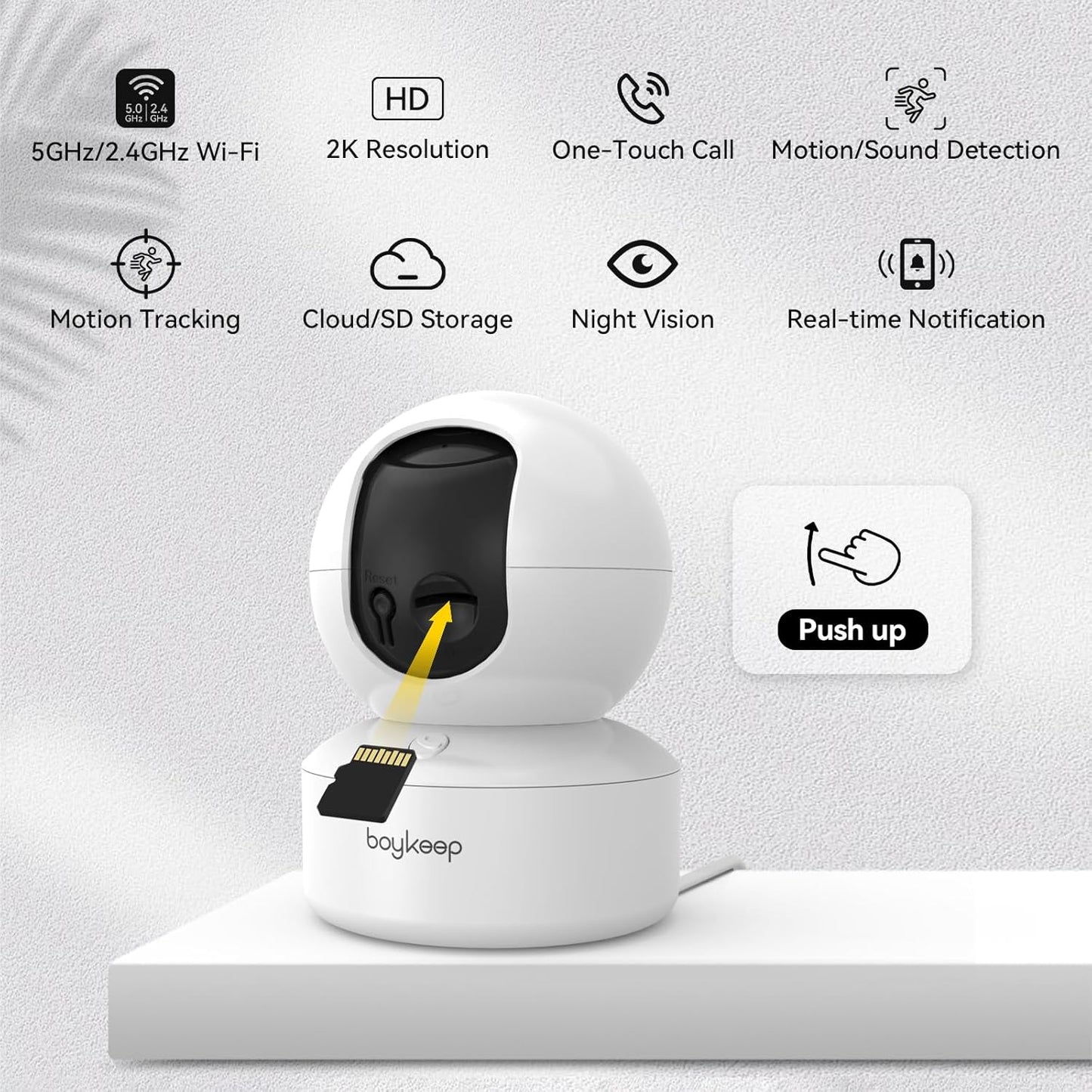 Indoor Camera - 2K Pet Camera 5G/2.4GHz WiFi for Baby Monitor with Phone App, 360° Pan & Tilt, 2-Way Audio, Night Vision, with 64G TF Card, K30