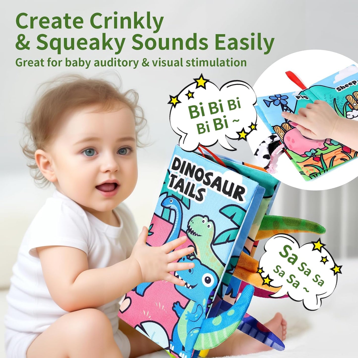 4 Pack Baby Books 0-6 Months, 4PCS Crinkle Books for Babies, Touch and Feel Sensory Books for Babies, Infant Toys 0-6 Months, Soft Fabric Toy Shower Gift, Baby Crinkle Book - 4 Pack Blue