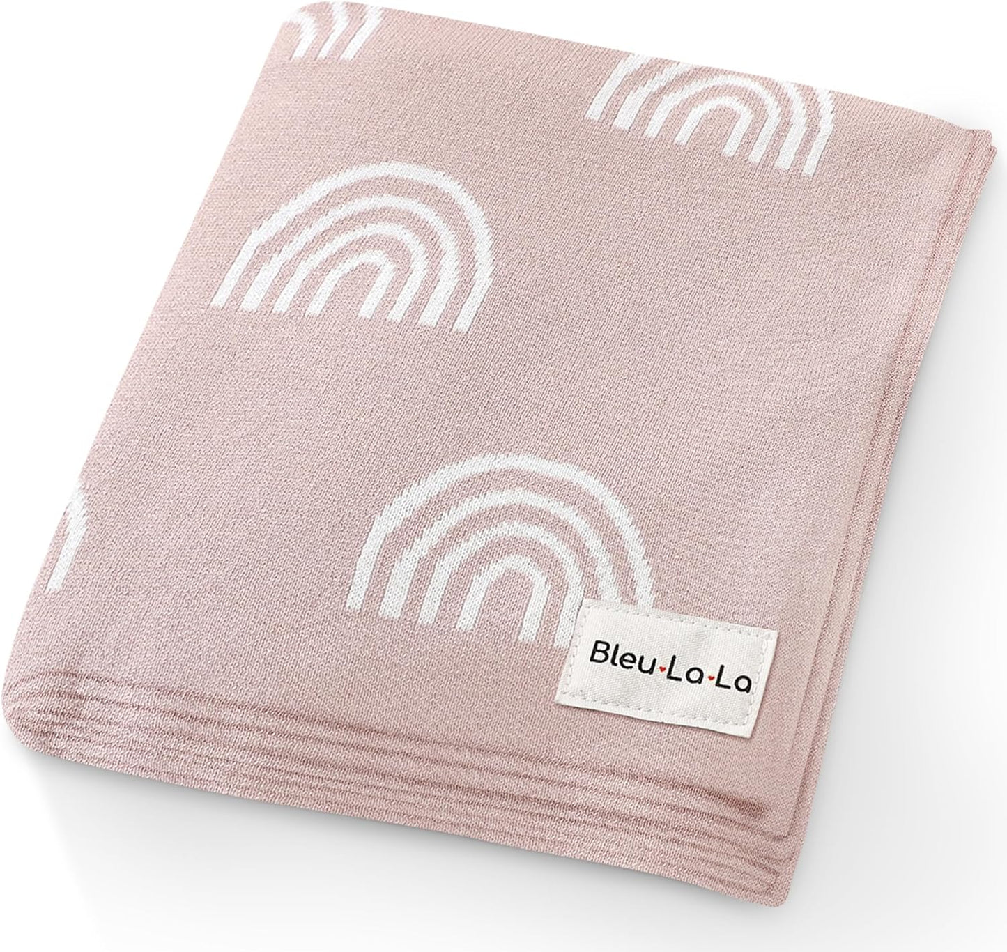 Knit Baby Swaddle Blanket for Girls - 100% Cotton Buttery Soft Cozy Receiving Swaddle Crib Stroller Blanket for Shower Gift Registry for Newborns, Infants, Toddlers (Rainbow - Pink)